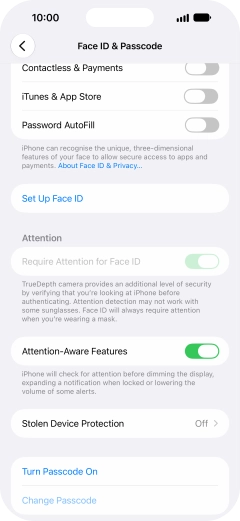 Press Turn Passcode On and key in a phone lock code of your own choice twice.