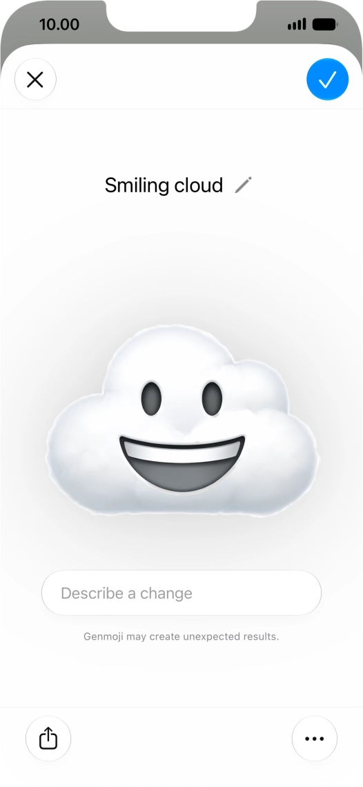 To add or change something about your Genmoji, press Describe a change and follow the instructions on the screen to describe the required changes. To add or change something about your Genmoji, press Describe a change and follow the instructions on the screen to describe the required changes.
