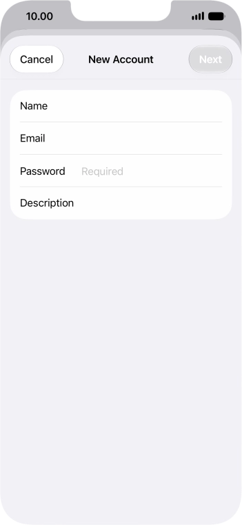 Press Password and key in the password for your email account.
