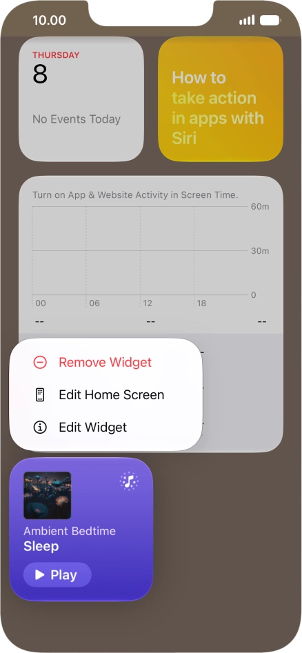 Press Remove Widget.