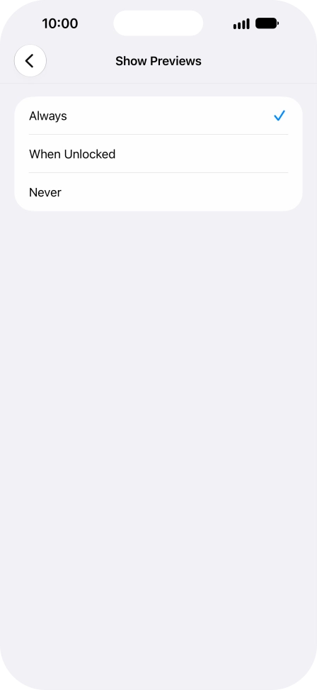 To select notification preview on the lock screen, press Always. To select notification preview on the lock screen, press Always.