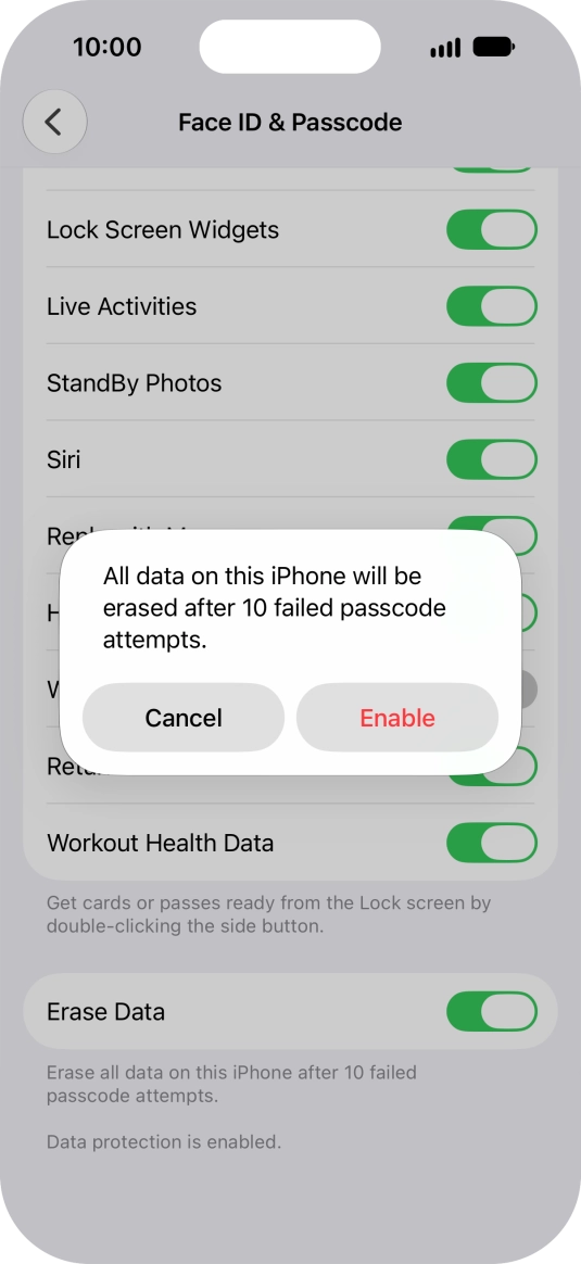 If you turn on the function, press Enable.