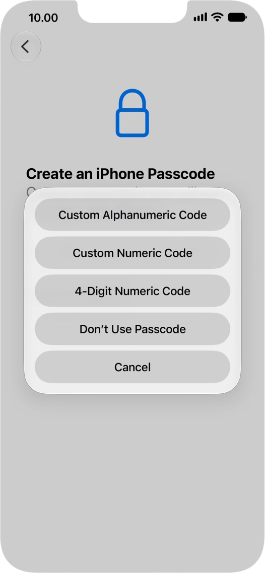 Follow the instructions on the screen to turn on use of phone lock code or press Don't Use Passcode. Follow the instructions on the screen to turn on use of phone lock code or press Don't Use Passcode.