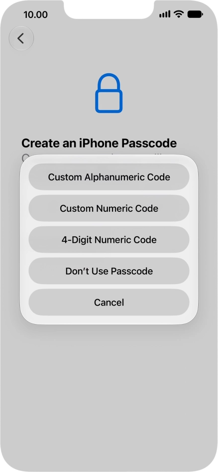Follow the instructions on the screen to turn on use of phone lock code or press Don't Use Passcode. Follow the instructions on the screen to turn on use of phone lock code or press Don't Use Passcode.