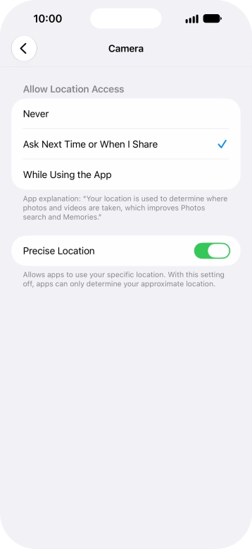 Press the required setting to turn the function on or off. Press the required setting to turn the function on or off.