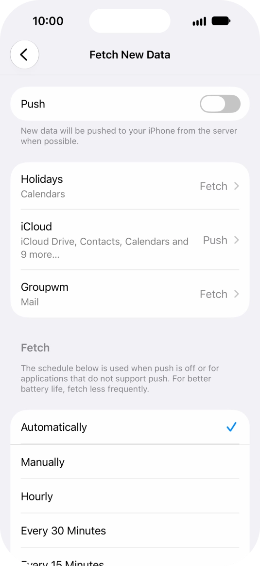 If you turn off the function, press the required setting.
