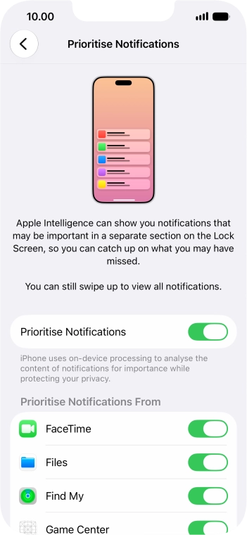 Press the indicator next to 