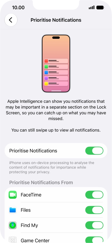 Press the indicator next to 