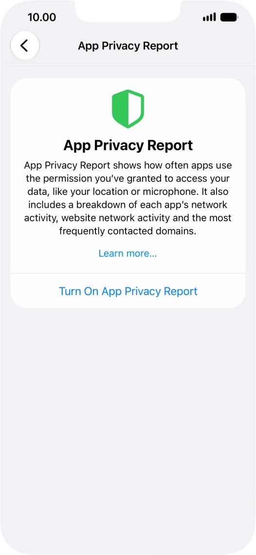 Press Turn On App Privacy Report to turn on the function.