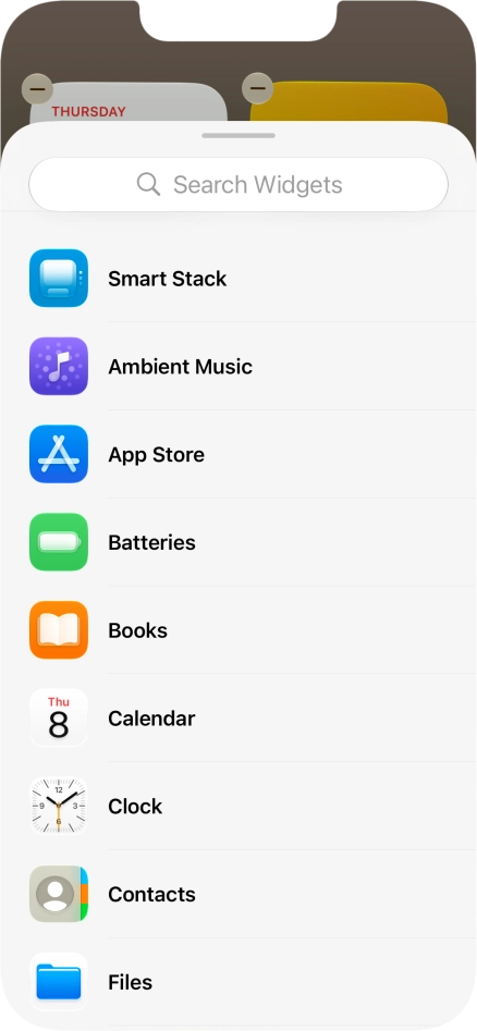 Press the required widget.