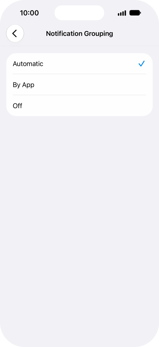 Press the required setting. Press the required setting.
