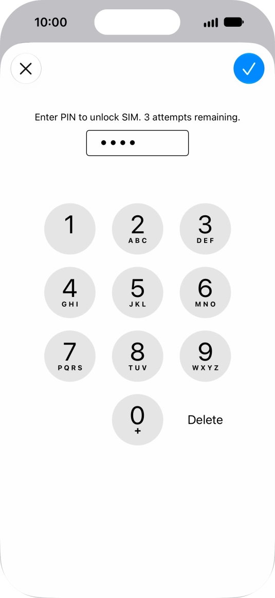 Key in your PIN and press the confirm icon. The default PIN is 1111.