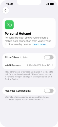 Press Wi-Fi Password and key in the required password.