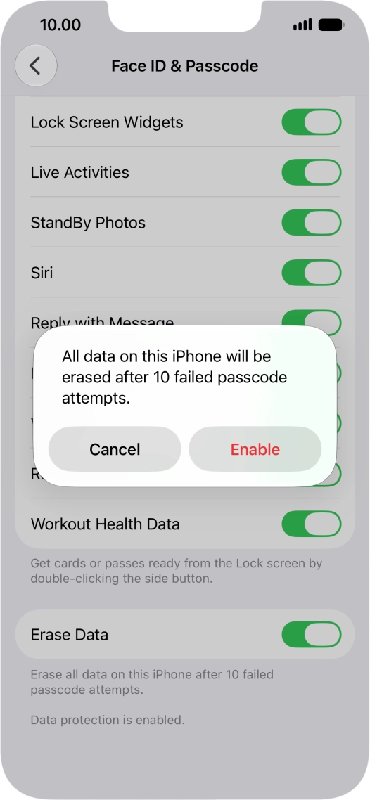If you turn on the function, press Enable.