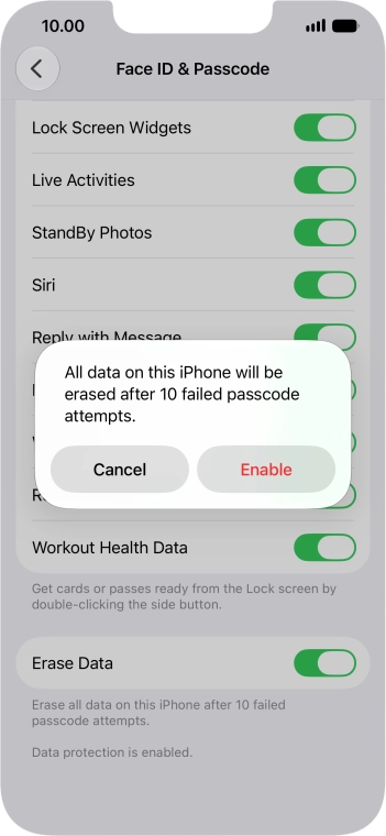 If you turn on the function, press Enable.
