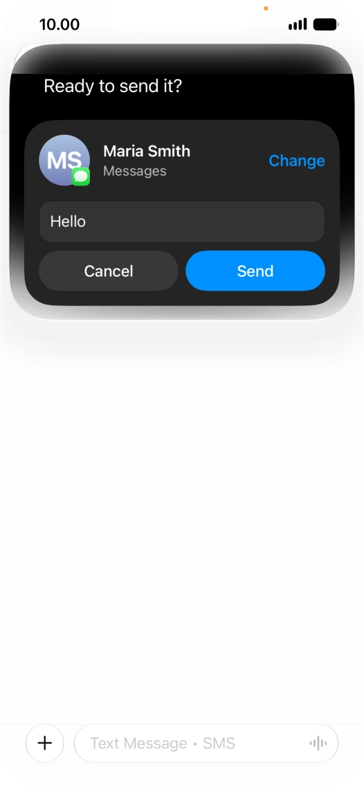 If an app is open on your phone, such as Messages, you can also use the functions available here, e.g.: REPLY [text].