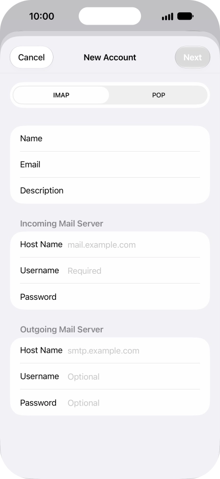 Press IMAP.