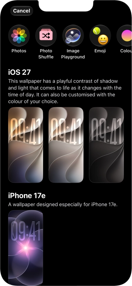 Press the required category and follow the instructions on the screen to select the required background image.