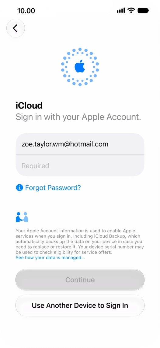Press Required and key in the password for your Apple Account.