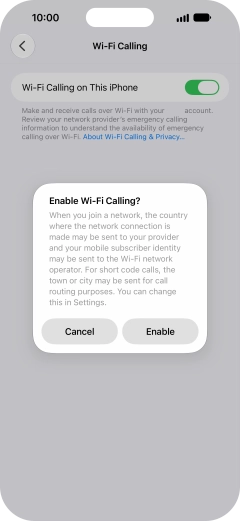 If you turn on the function, press Enable.