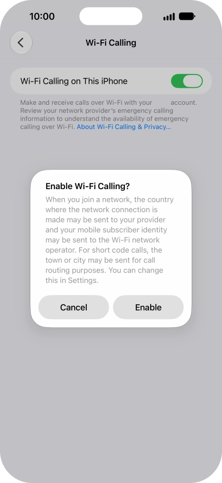 If you turn on the function, press Enable.