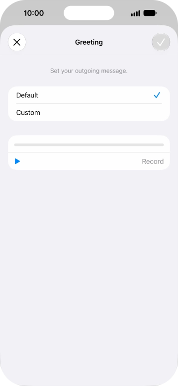 Press Default to select the default greeting.