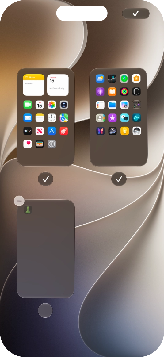 Press the delete icon next to the required home screen page.