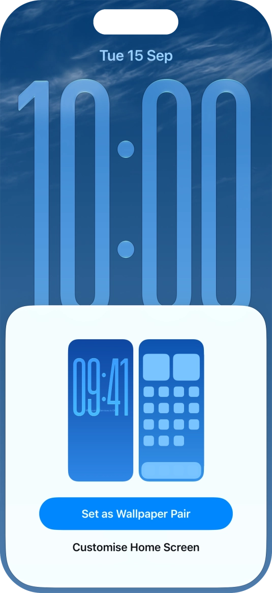 To use the same colour theme on the home screen, press Set as Wallpaper Pair.