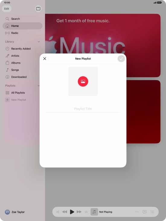 Press the text input field and key in a name for the playlist.