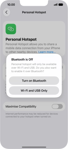 If Wi-Fi is turned on, press Wi-Fi and USB Only.