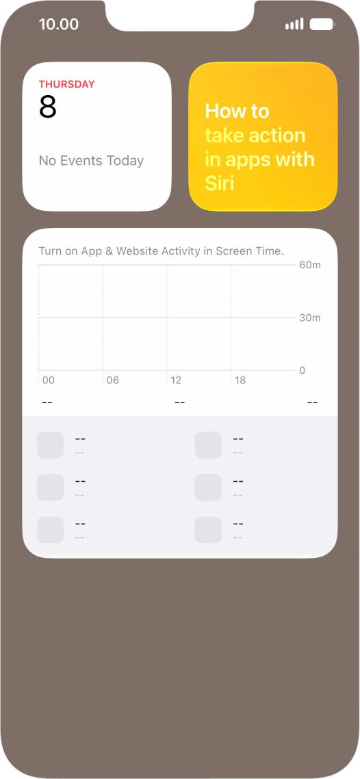 Slide your finger up or down on the screen to see more widgets.