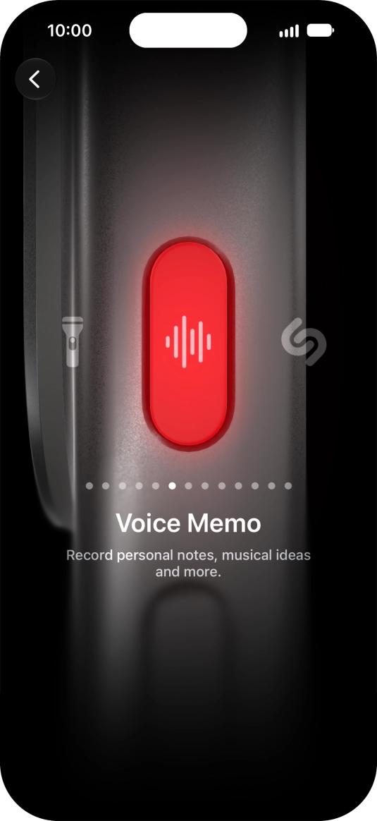 Slide your finger right or left on the screen to select the required function.