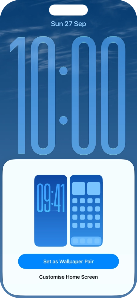 To use the same colour theme on the home screen, press Set as Wallpaper Pair. To use the same colour theme on the home screen, press Set as Wallpaper Pair.