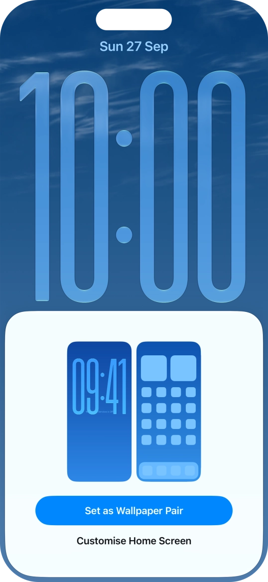 To use the same colour theme on the home screen, press Set as Wallpaper Pair. To use the same colour theme on the home screen, press Set as Wallpaper Pair.