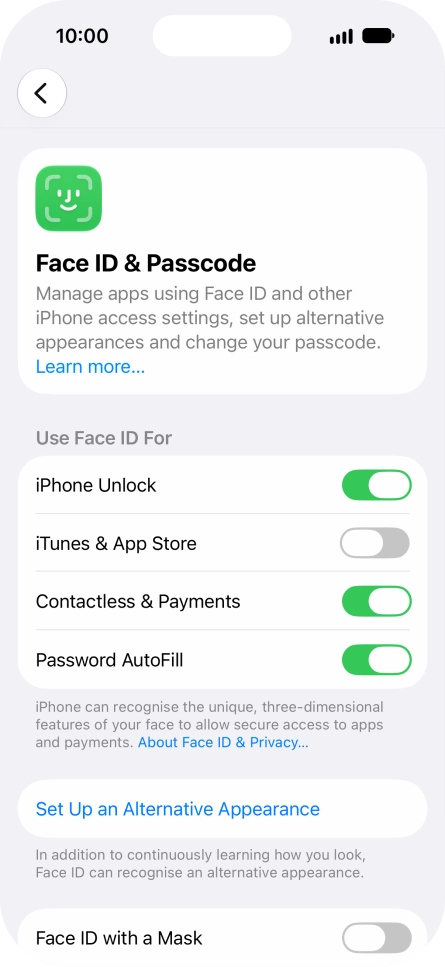 Press the indicators next to the required settings to turn them on or off. Press the indicators next to the required settings to turn them on or off.