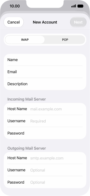 Press IMAP.