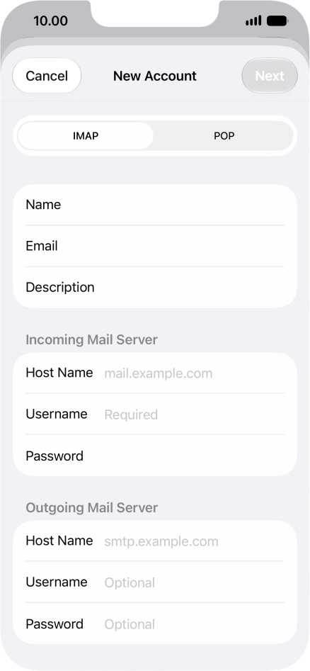 Press IMAP. Press IMAP.