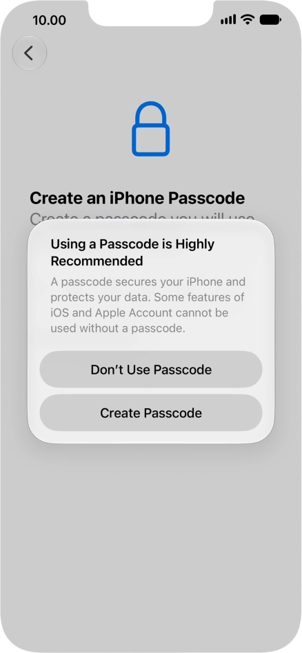 If you turn off the function, press Don't Use Passcode. If you turn off the function, press Don't Use Passcode.