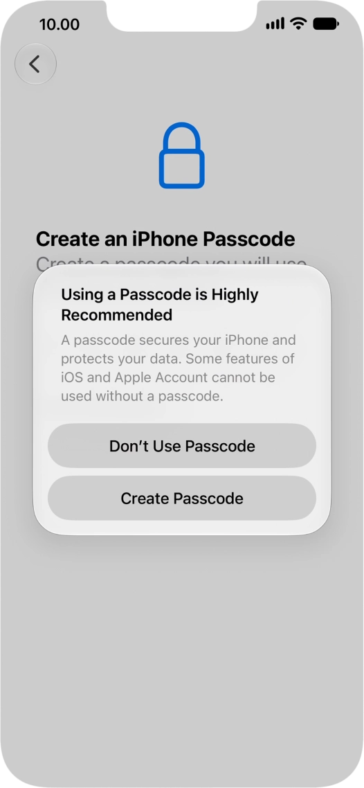 If you turn off the function, press Don't Use Passcode. If you turn off the function, press Don't Use Passcode.