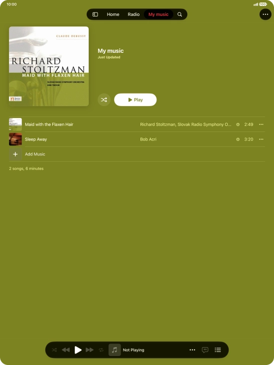 Go to the required category or playlist and press the required audio file.
