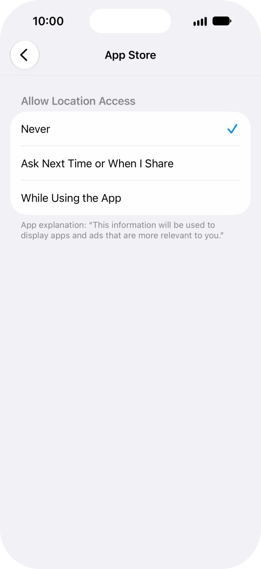 Press the required setting to turn the function on or off.