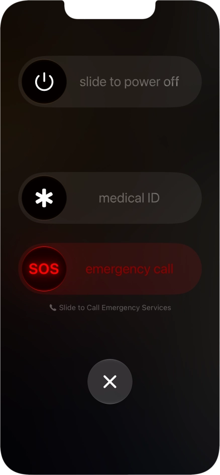 Press and drag the power off icon right. Press and drag the power off icon right.