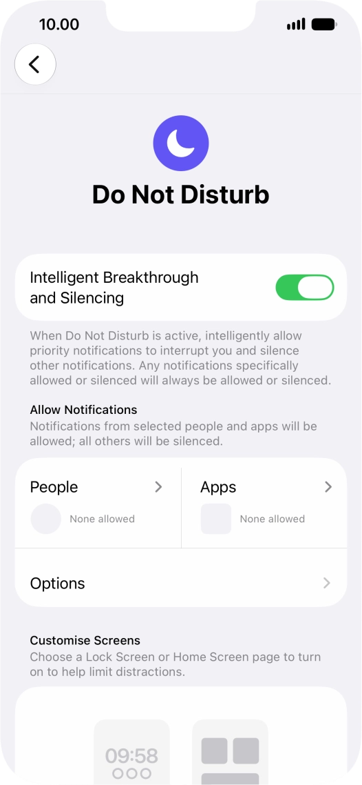 Press People and follow the instructions on the screen to select which contacts you would like to receive calls and notifications from when Do Not Disturb is turned on.
