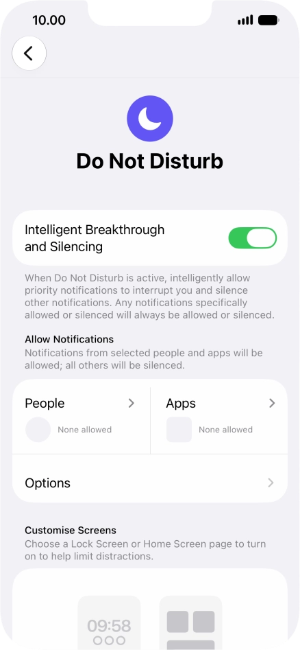 Press People and follow the instructions on the screen to select which contacts you would like to receive calls and notifications from when Do Not Disturb is turned on.