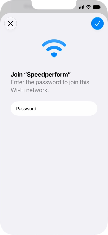Key in the password for the Wi-Fi network and press the confirm icon. Key in the password for the Wi-Fi network and press the confirm icon.