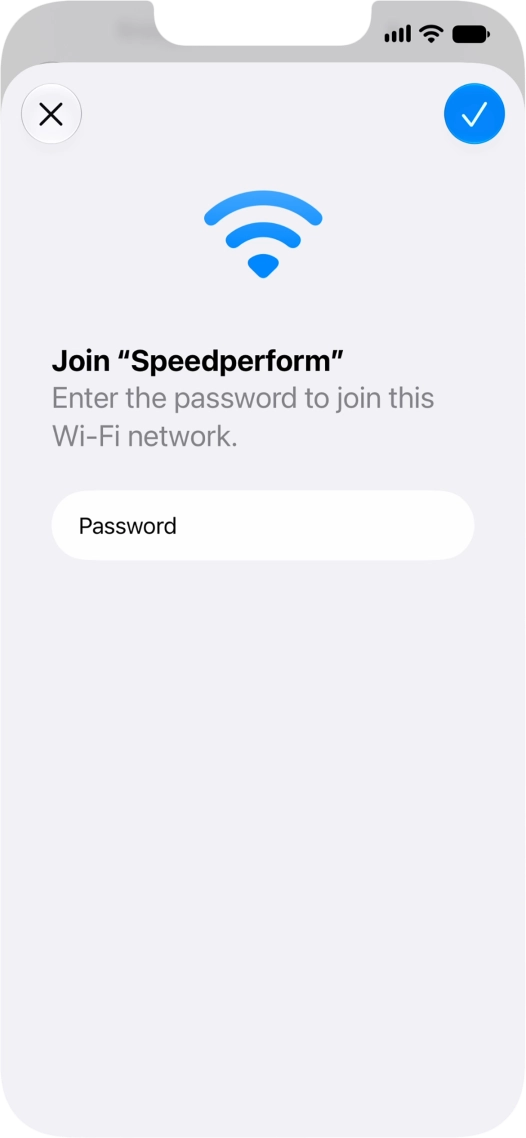 Key in the password for the Wi-Fi network and press the confirm icon. Key in the password for the Wi-Fi network and press the confirm icon.