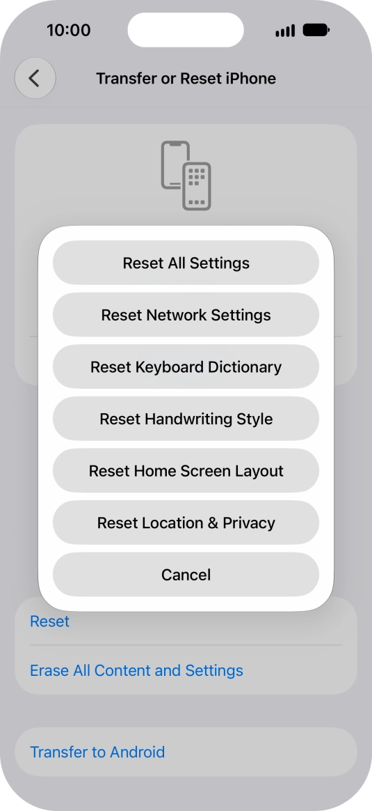Press Reset All Settings.