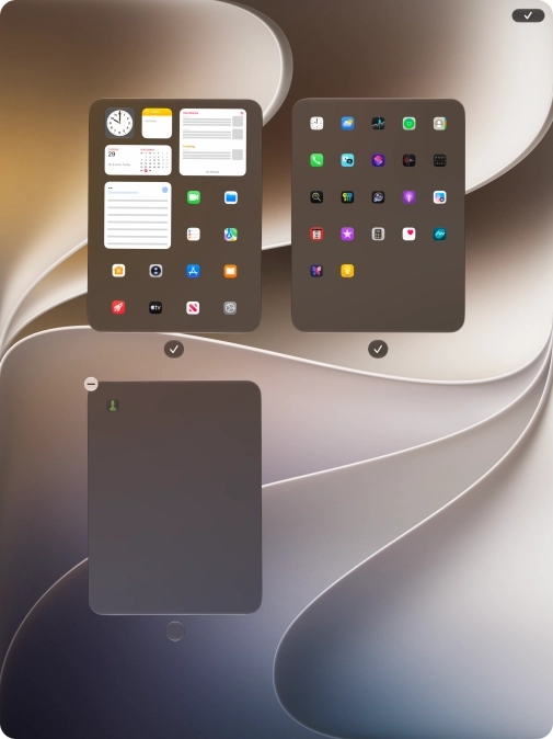 Press the delete icon next to the required home screen page. Press the delete icon next to the required home screen page.