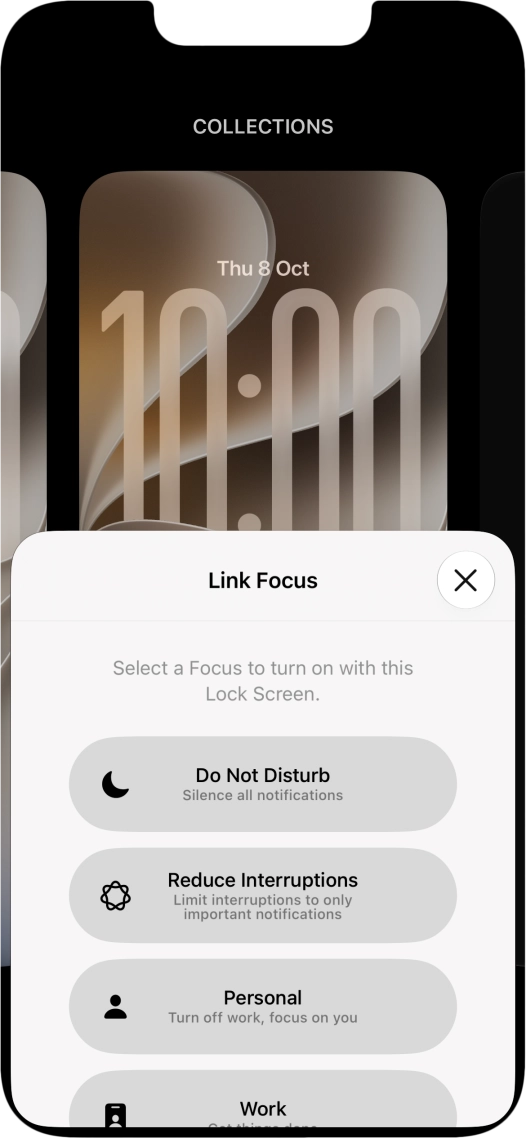 Press the required focus mode.