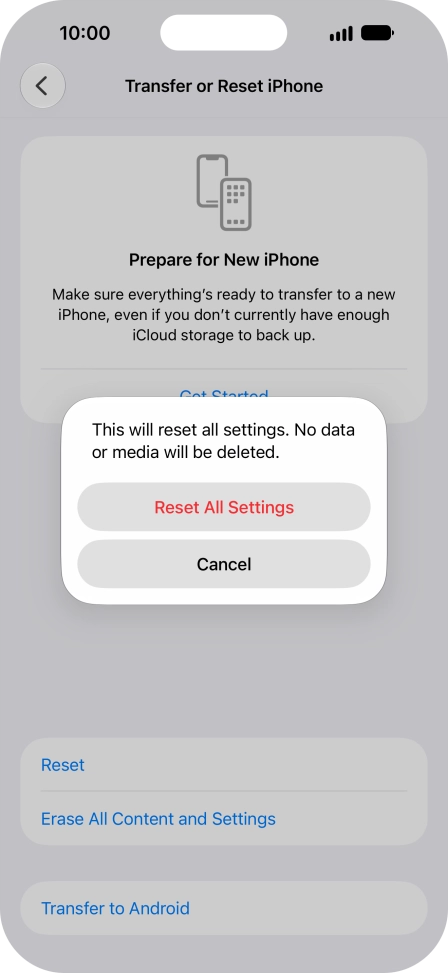 Press Reset All Settings.